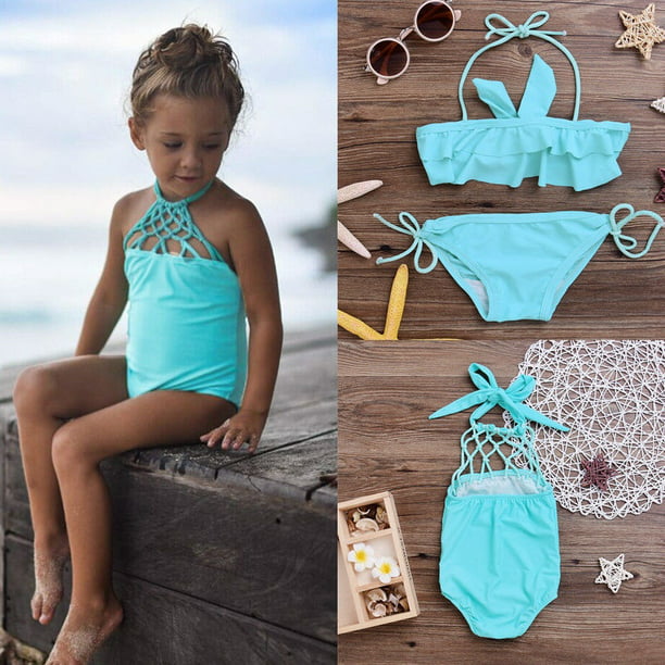 Toddler Baby Girls Kids Swimsuit Bathing Tankini Bikini Set Swimwear Beachwear 